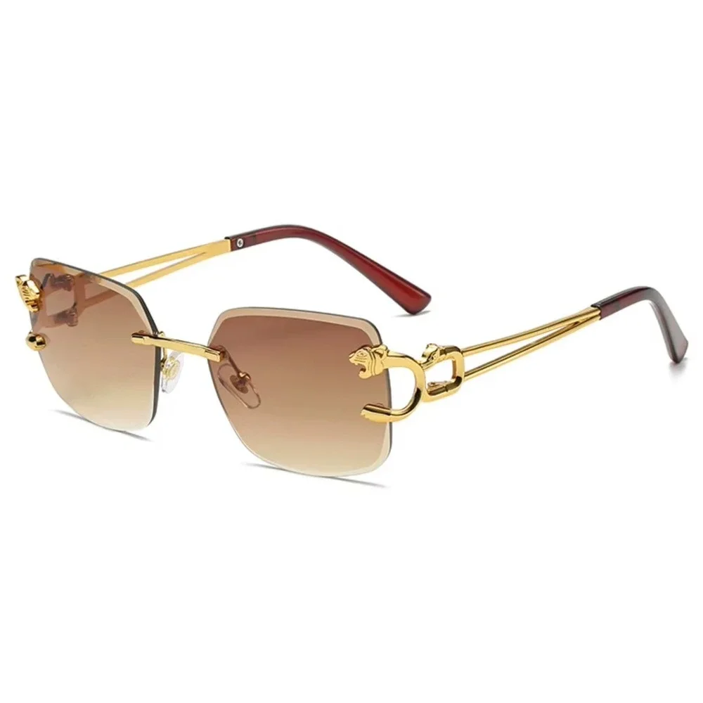 Men Sunglasses Gold Metal Frame Brown Gradient Lens Fashion UV400 Protection New